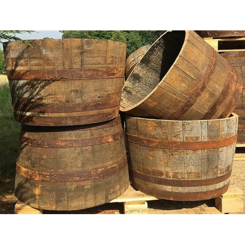 96 - 4 X HALF WHISKEY BARRELL PLANTERS