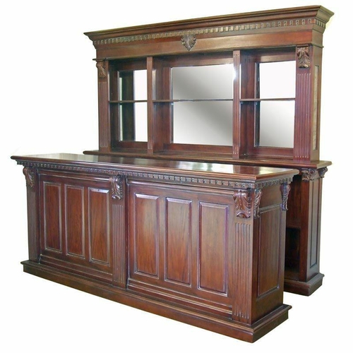 11 - NEW HIGH QUALITY 2.6 M SOLID MAHOGANY FRONT COUNTER AND BACK BAR IN PERIOD MAHOGANY