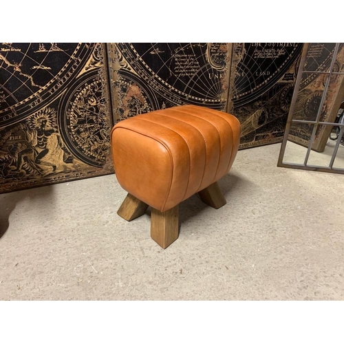 146 - BOXED NEW TAN LEATHER SMALL POMMEL HORSE