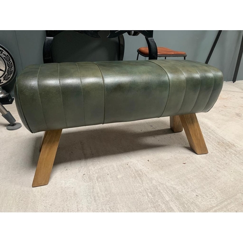 152 - BOXED NEW LARGE LEATHER POMMEL HORSE IN GREEN