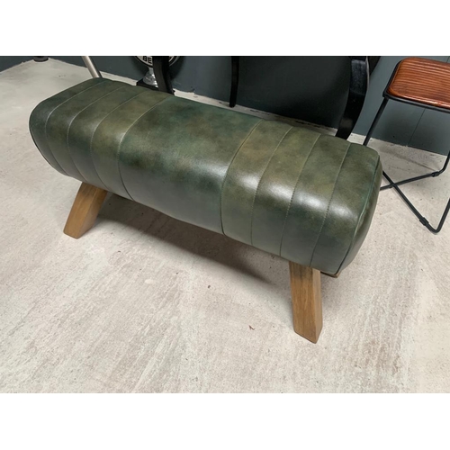 152 - BOXED NEW LARGE LEATHER POMMEL HORSE IN GREEN