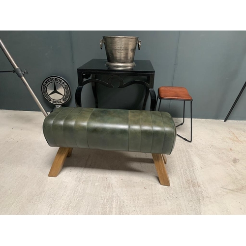 153 - BOXED NEW LARGE LEATHER POMMEL HORSE IN GREEN