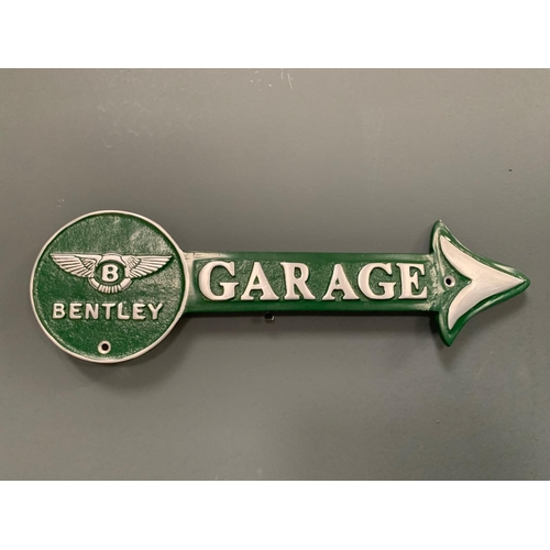 38 - GREEN BENTLEY 'GARAGE' ARROW SIGN