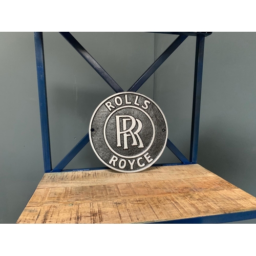 41 - BLACK AND SILVER ROUND ROLLS ROYCE SIGN