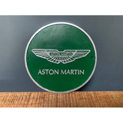 53 - CAST IRON GREEN AND SILVER ASTON MARTIN SIGN