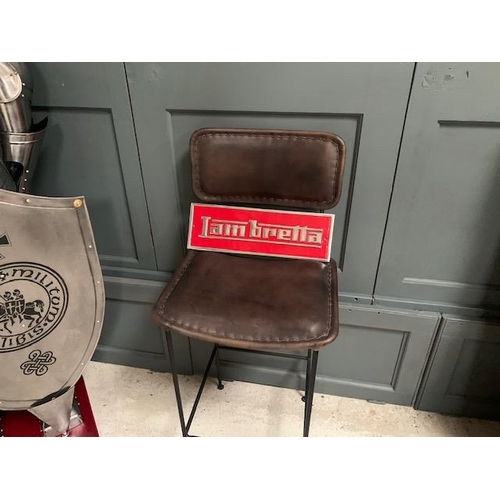54 - CAST IRON RECTANGULAR RED AND SILVER LAMBRETTA SIGN