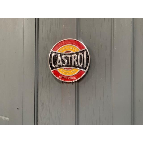 55 - CAST IRON RED/BLACK/YELLOW CASTROL SIGN