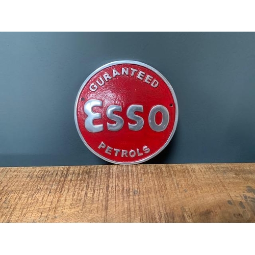 56 - CAST IRON RED/SILVER ESSO SIGN