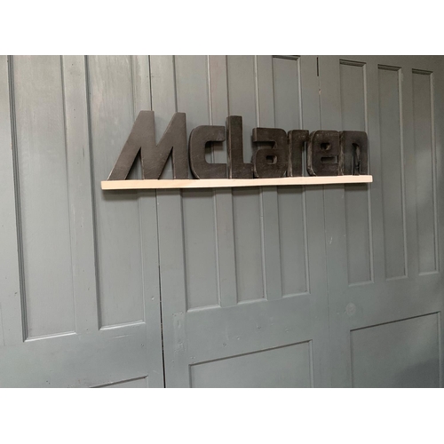 64 - WOODEN LARGE MCLAREN 1.2M LONG SHOP SIGN