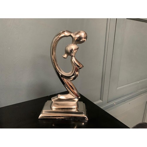 104 - NEW BOXED HEAVY NICKEL DEVOTION TO LOVE MODERN ART STATUE