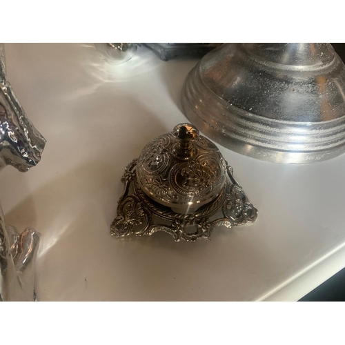 158 - HEAVY ORNATE NICKEL DESK BELL