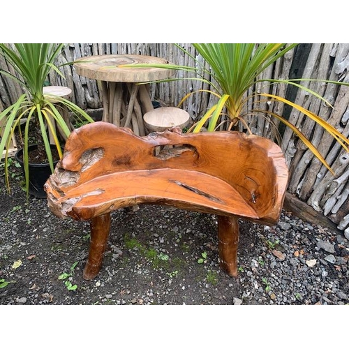 16 - HEAVY 120CM POLISHED DRIFTWOOD TEAK BENCH (note each bench is natural and different shaped) pic is f... 