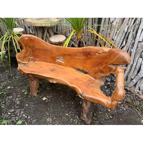 18 - HEAVY 120CM POLISHED DRIFTWOOD TEAK BENCH (note each bench is natural and different shaped) pic is f... 