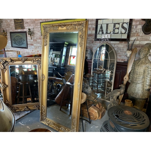 45 - BOXED MASSIVE FRENCH STYLE BEVELLED MIRROR IN GOLD