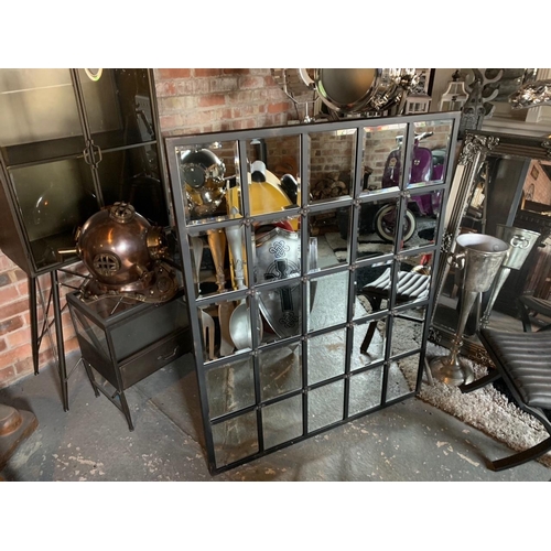 61 - BOXED NEW HUGE GEORGIAN STYLE BEVELLED HEAVY INDUSTRIAL MIRROR IN METAL FRAME