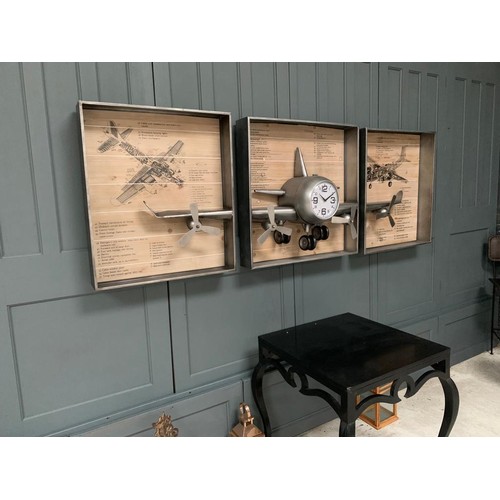 44 - HUGE FABRICATED ARMSTRONG AEROPLANE WALL CLOCK INSIDE A DETAILED SPECIFICATION METAL FRAME (APPROX 2... 