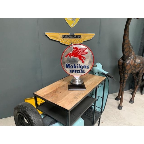 61 - CAST METAL MOBILGAS SPECIAL GLOBE/PLAQUE ON STAND