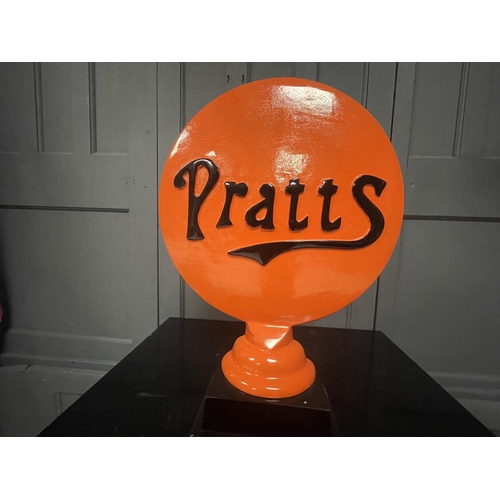 68 - CAST METAL ORANGE PRATTS PLAQUE/GLOBE ON STAND