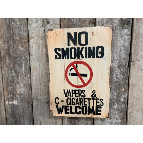 116 - NO SMOKING WOODEN PAINTED HANDMADE  SIGN (APPROX 65X45CM)