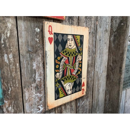 125 - QUEEN OF HEARTS WOODEN PAINTED HANDMADE  SIGN (APPROX 65X45CM)