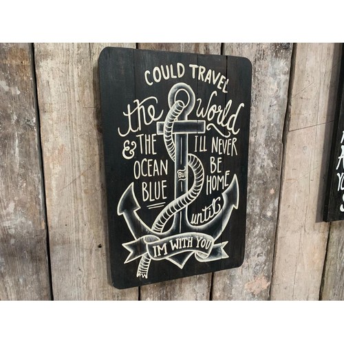 129 - COULD TRAVEL THE WORLD WOODEN PAINTED HANDMADE  SIGN (APPROX 65X45CM)