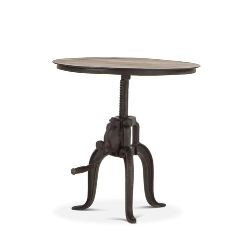 7 - CAST IRON INDUSTRIAL ADJUSTABLE HEIGHT CRANK SIDE TABLE