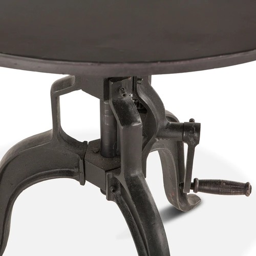 7 - CAST IRON INDUSTRIAL ADJUSTABLE HEIGHT CRANK SIDE TABLE