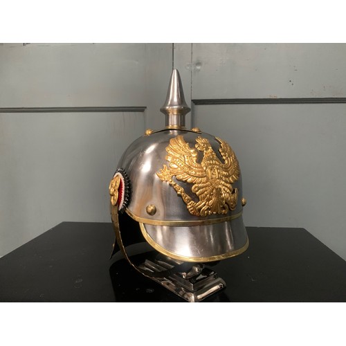 165 - HEAVILY DECORATED STEEL AND BRASS KNIGHTS HELMET