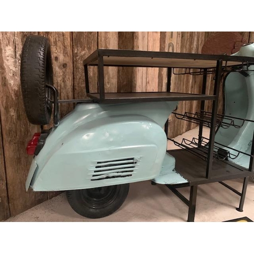 2 - 1970'S ORIGINAL BAJAJ VESPA UPCYCLED INTO A COUNTER/TABLE DISPLAY/HOME BAR WITH WINE RACK