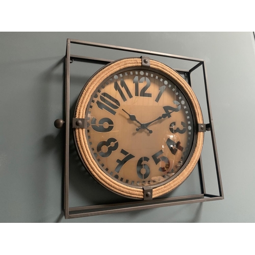 148 - BOXED NEW LARGE INDUSTRIAL CLOCK IN METAL FRAME (H: 43cm W: 43cm D: 9cm)
