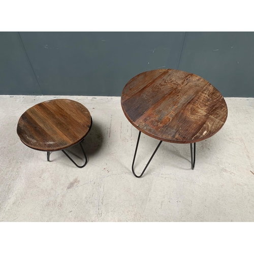 162 - BRAND NEW BOXED PAIR OF INDIAN TAGARI SIDE TABLES IN A RUSTIC FINISH