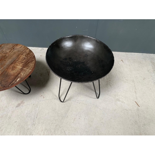 162 - BRAND NEW BOXED PAIR OF INDIAN TAGARI SIDE TABLES IN A RUSTIC FINISH