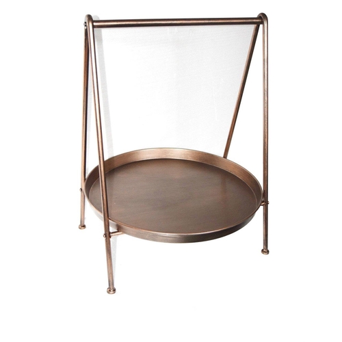 167 - NEW BOXED LARGE ORIENTAL METAL LOW SIDE TABLE IN A BRASS FINISH (APPROX 65CM)