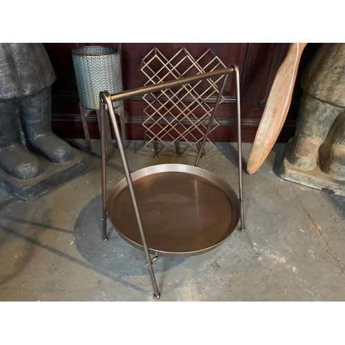 167 - NEW BOXED LARGE ORIENTAL METAL LOW SIDE TABLE IN A BRASS FINISH (APPROX 65CM)