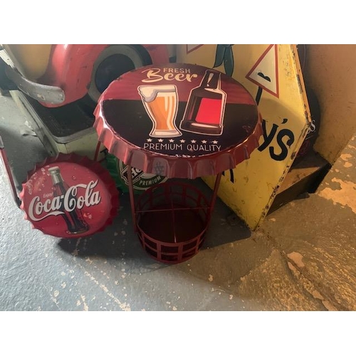 173 - NEW BOXED METAL DRINKS TABLE AND WINE HOLDER (APPROX 60CM)