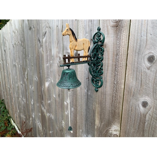 83 - BOXED NEW CAST IRON WALL HANGING HORSE BELL