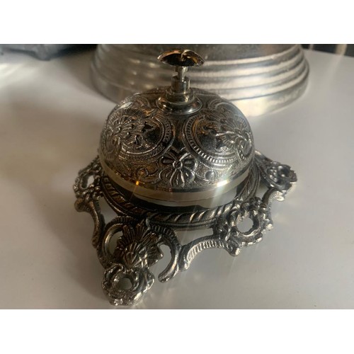 113 - HEAVY ORNATE NICKEL DESK BELL
