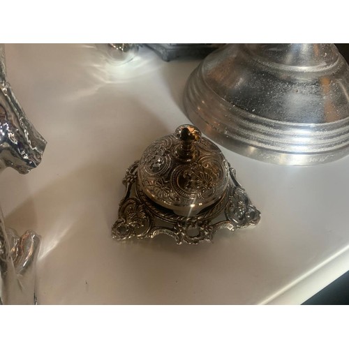 113 - HEAVY ORNATE NICKEL DESK BELL
