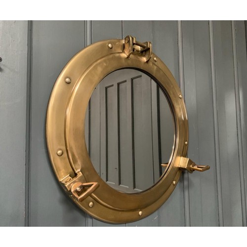 176 - NEW BOXED BRASS PORTHOLE MIRROR