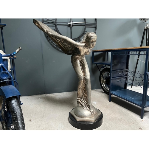 9 - REMARKABLE CAST BRONZE SPIRIT OF ECSTASY STATUE ON FINE MARBLE BASE STANDING 140CM TALL