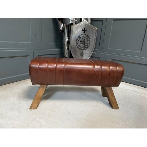 137 - BOXED NEW DARK BROWN LEATHER LARGE POMMEL HORSE