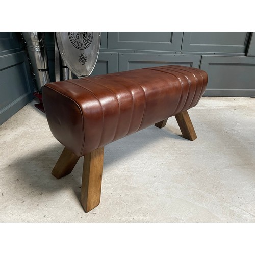 137 - BOXED NEW DARK BROWN LEATHER LARGE POMMEL HORSE