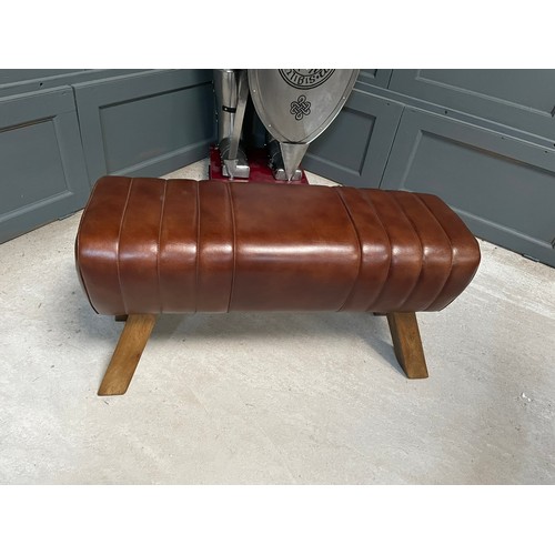 137 - BOXED NEW DARK BROWN LEATHER LARGE POMMEL HORSE