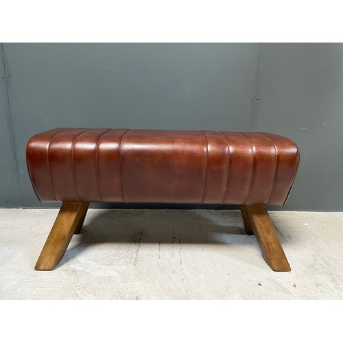 137 - BOXED NEW DARK BROWN LEATHER LARGE POMMEL HORSE