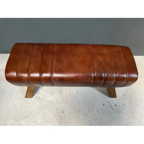 137 - BOXED NEW DARK BROWN LEATHER LARGE POMMEL HORSE