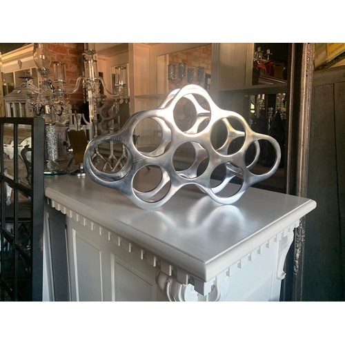 244 - BOXED NICKEL DECORATIVE BOTTLE RACK