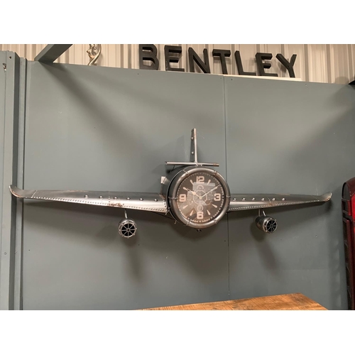 141 - HUGE FABRICATED METAL AEROPLANE CLOCK