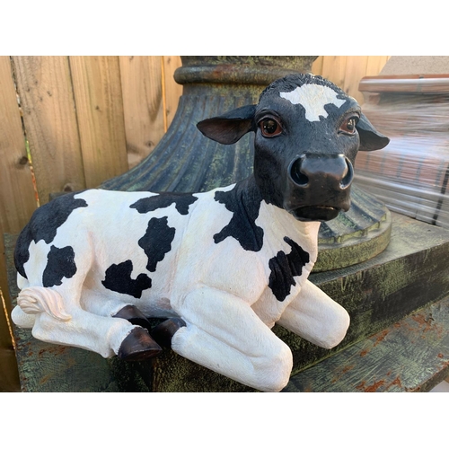 59 - BOXED NEW RESIN COW FIGURE