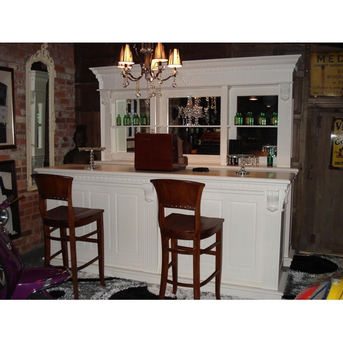 77 - NEW HIGH QUALITY 2.6 M SOLID MAHOGANY FRONT COUNTER AND BACK BAR IN WHITE