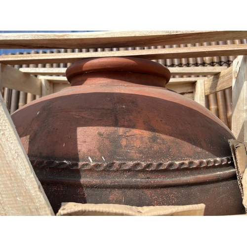 17 - HUGE 1M TALL HAND FIRED TERRACOTTA OLIVE POT WITH DETAILING